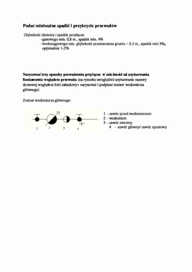 Głębokość przyłącza gazowego